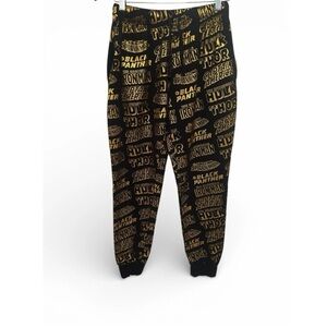 Marvel Black W/Gold Foil Logos Sleeper Pants Joggers 8 Superhero Avengers Sm